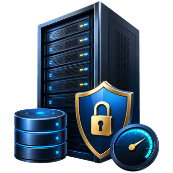 Dedicated server hardware and infrastructure illustration