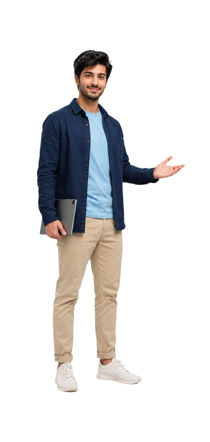 Young Afghan technology professional holding a tablet